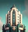 Art Deco Tower, Luxury Building, Ornate Skyscraper, Art Nouveau Architecture, Abstract Generative AI Illustration