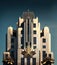 Art Deco Tower, Luxury Building, Ornate Skyscraper, Art Nouveau Architecture, Abstract Generative AI Illustration