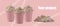 Art design collage pink decorative sand bucket. Empty space for text