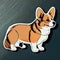 Art design in corgi sticker die cut of dog with minimal concept.