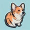 Art design in corgi sticker die cut of dog with minimal concept.