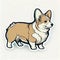 Art design in corgi sticker die cut of dog with minimal concept.