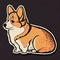 Art design in corgi sticker die cut of dog with minimal concept.