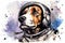 art dog in space . dreamlike background with dog . Hand Drawn Style illustration