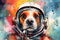 art dog in space . dreamlike background with dog . Hand Drawn Style illustration