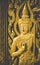 Art door carving guardian buddha in the temple