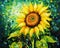 an art download of a sunflowers with light yellow and emerald.