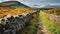 Art of dry stone wall construction in countryside