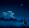 Art fantasy blue night background