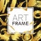 Art frame square. Gold gradient elements. Brush strokes for the background of poster. Modern design. Hand made spots and