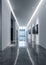 Art gallery interior. Beautiful modern white glossy walls and floor interior. Generative Ai