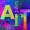 Art gallery, multicolored Word on grunge background, Digital painting, texture and pattern, creative lettering