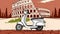 An Art Graphic Of An Italian Scooter For Tourists In Rome
