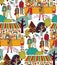 Art hand made fair toys in park outdoor seamless pattern.
