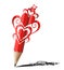 Art of heart graphic red pencil.