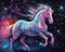 art horse in space . dreamlike background with horse . Hand Drawn Style illustration