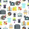 Art icons seamless pattern background atist ink graphic color creativity movie collection vector illustration.