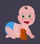 Art illustration crawling baby