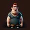 Art illustration of funny cartoon miniature male character