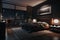 Art illustration of luxury penthouse living room interior, Generative AI