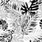 Art illustration: rough grunge tropical leaves filled with marble texture, doodle elements background