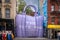 An art installation of a large purple Marc Jacob\\\'s Tote Bag at 159 Ludlow St. in the Lower