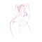 Art line of belly dancer. Young slender girl in east suit shows movement of arabic dance. Drawing by lines. Isolated