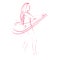 Art line of belly dancer. Young slender girl in east suit shows movement of arabic dance. Drawing by lines. Isolated