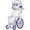 Art line Person Physically disabled girl in a wheelchair with tracheostomy tube