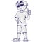 Art line Visually impaired boy person, with dark glasses