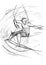 Art line of wave surfer in action - Sketch