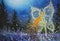 art magic artwork acrylic painting glowing night fairy girl butterfly in magical night forest