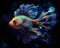 The Art of a Mandarin Fish swims under the deep water.