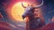 Art of a myth monster, minotaur, Half bull half human monster. Fierce Greek monster with a bull\\\'s head, minotaur.