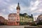 Art Nouveau buildings of town hall and bank in Krnov