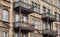 Art Nouveau facade of the building with metal balconies