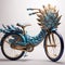 Art Nouveau Inspired Bike With Big Blue Feathers