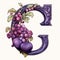 Art Nouveau-inspired Plum Letter C Clipart With Hyperrealistic Details