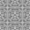 Art Nouveau old retro style floral black and white ornamental seamless pattern with square frames, borders. Floral vector