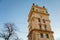 Art Nouveau Renaissance Revival prism-shaped water tower in Vinohrady in sunny winter day, forty metres high cultural landmark,