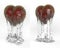 Art object, totem, trophy red heart with golden spikes