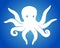Art with octopus silhouette on blue background