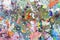 Art paint background of bright multi coloured and textured painted surface