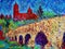 Art painting of Salamanca old bridge