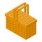 Art picnic basket icon isometric vector. Hamper bag