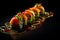 Art on a Plate: Showcasing Sushi Rolls - AI Generated Illustration
