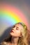 Art portrait fantasy dream tranquil woman rainbow