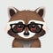 Art raccoon with glasses on a white background. The muzzle or face of a smart animal. Generative ai