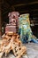 Art sculpture carving wooden ancient buddha god and wood antique deity angel for thai people travel visit respect praying blessing