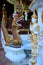 Art sculpture deity statue or carving angel figure lanna style of Wat Ming Mueang temple for thai people traveler visit respect